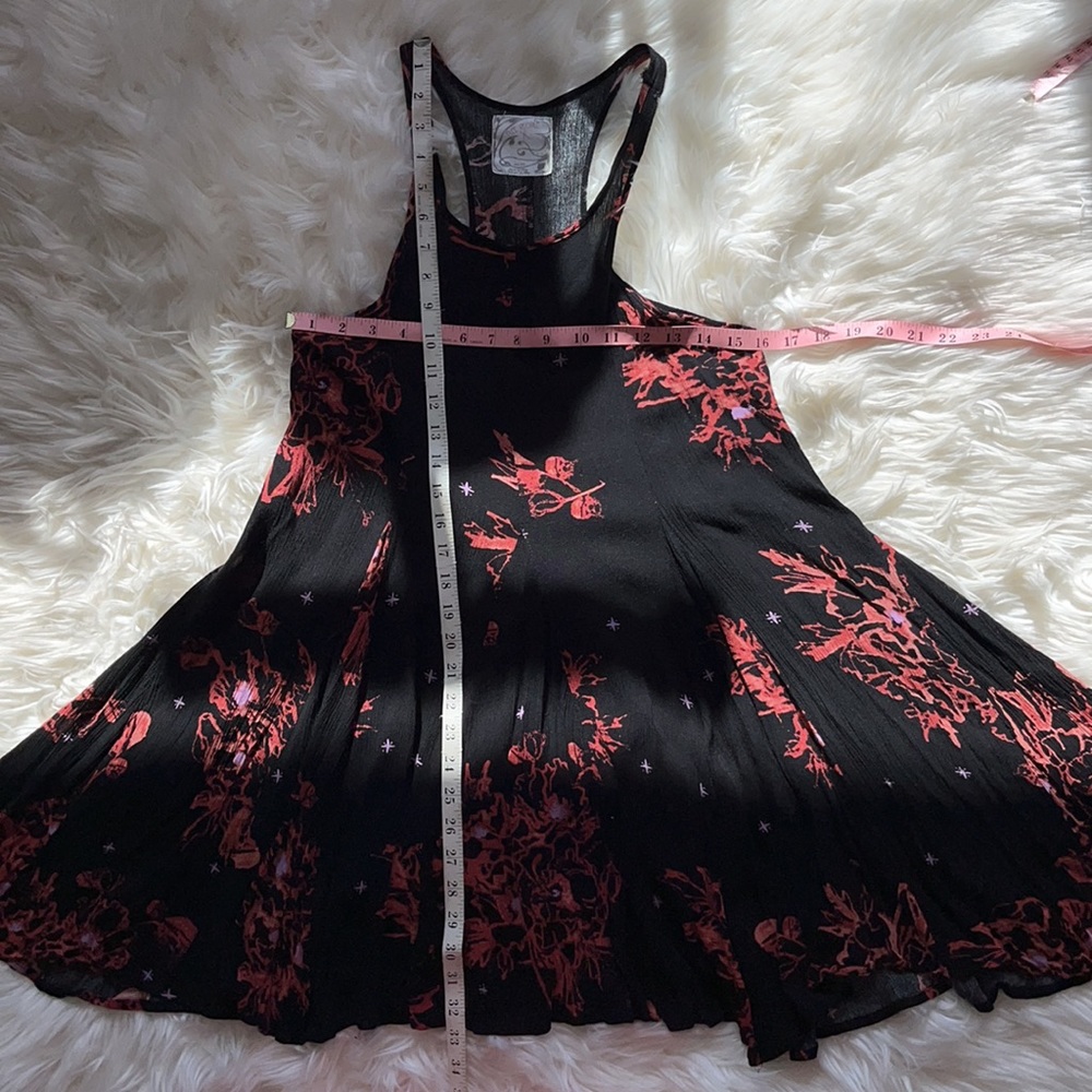 Free People X Black/Coral Print Tank Mini Dress - Picture 4 of 11